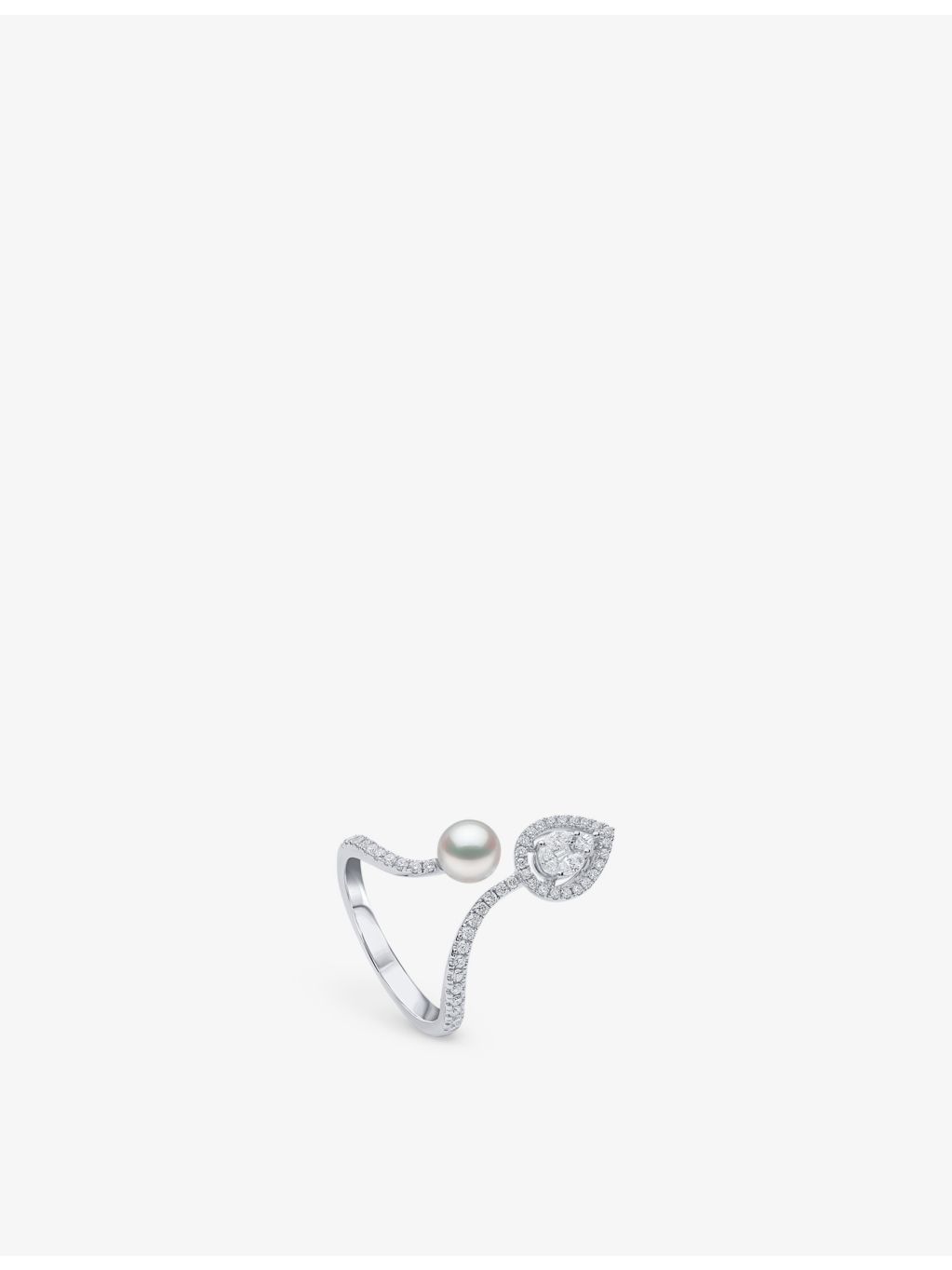 Yoko London 18ct white gold Akoya pearl diamond ring, UK version