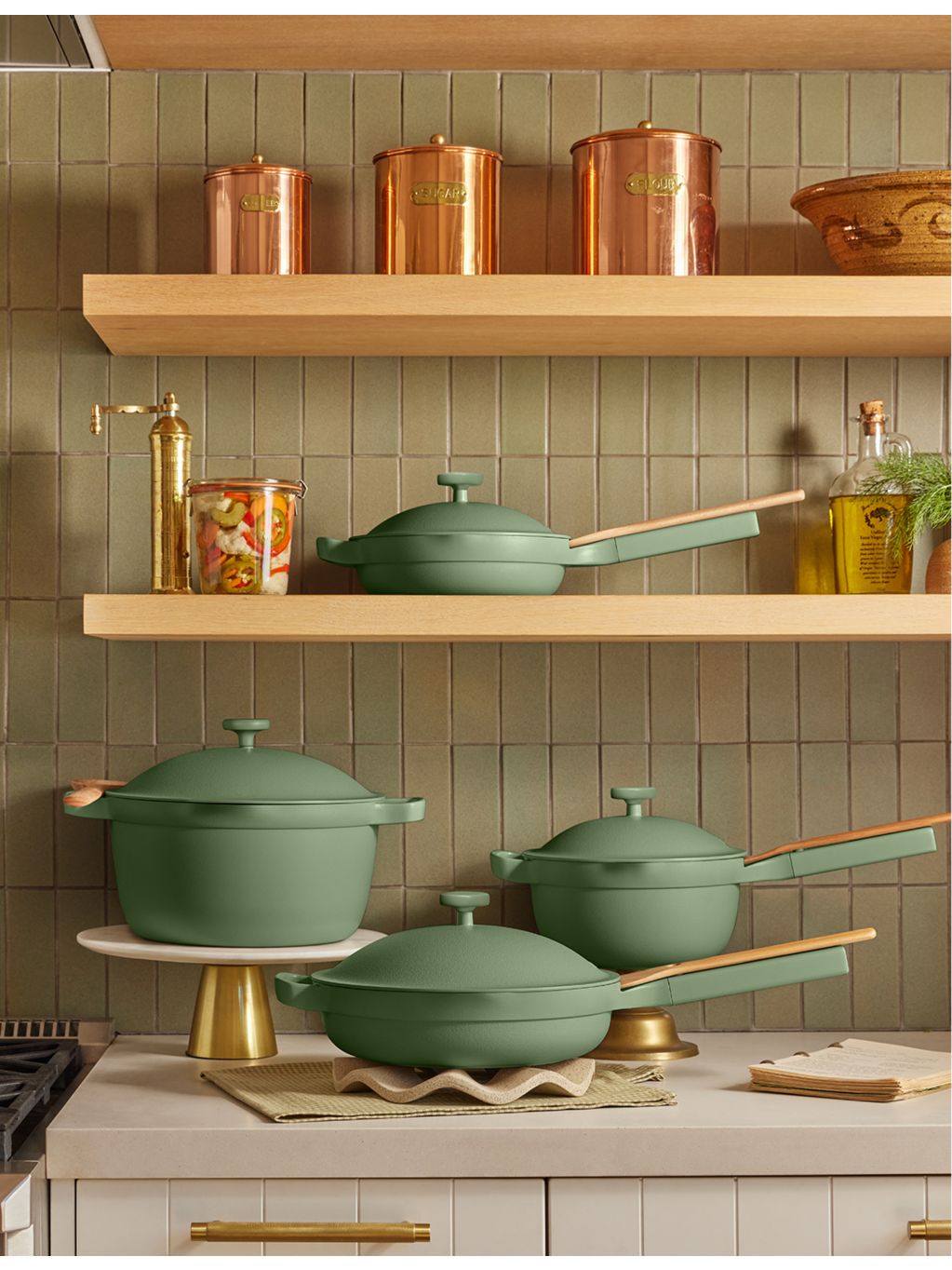 Our Place four-piece aluminium cookware set with ceramic coating (British brand)