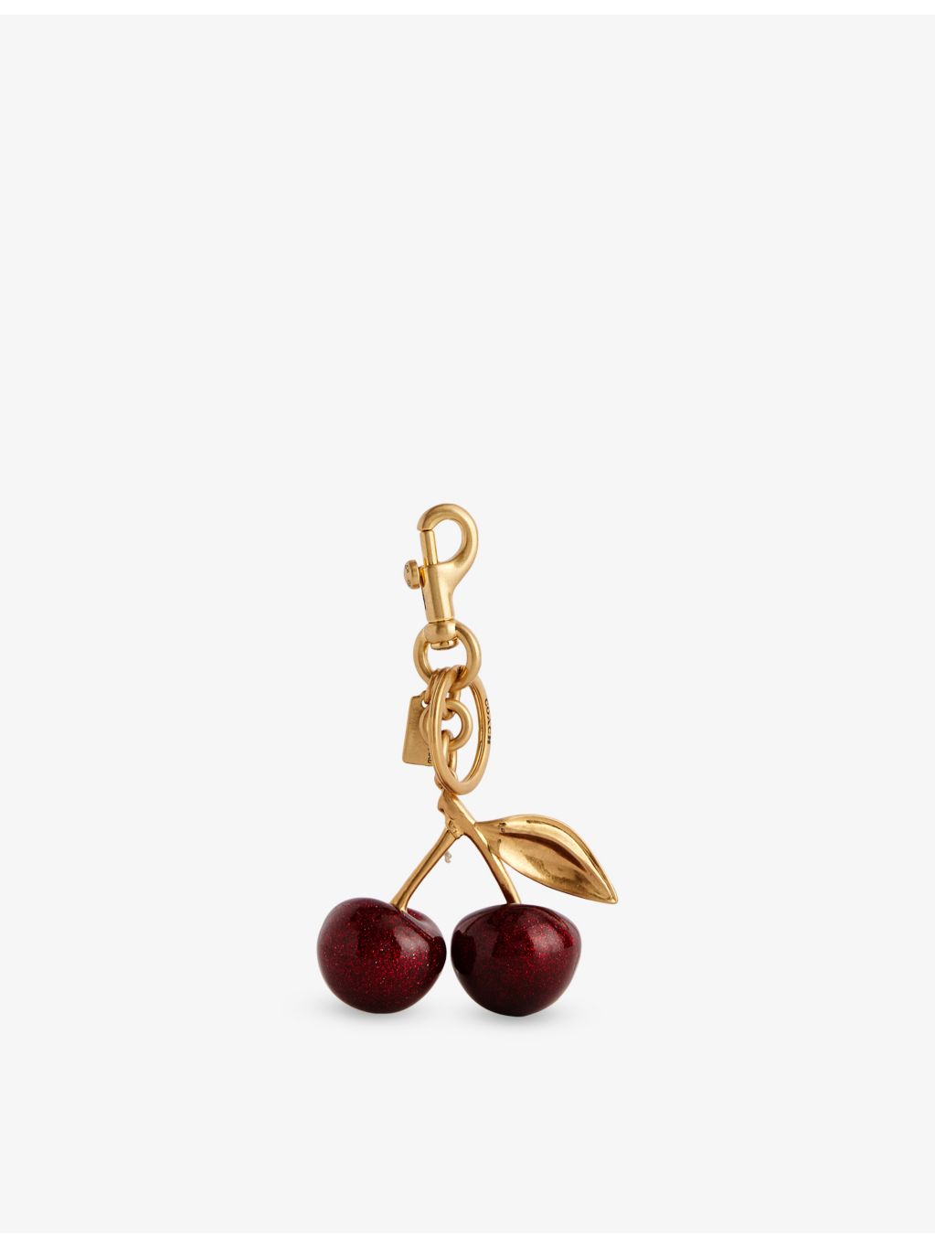 Coach cherry bag charm in brushed brass 7.6cm imported from the UK