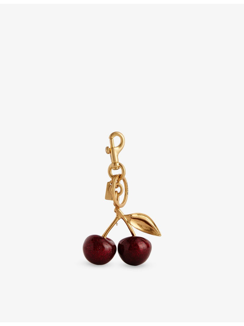 Coach cherry bag charm in brushed brass 7.6cm imported from the UK