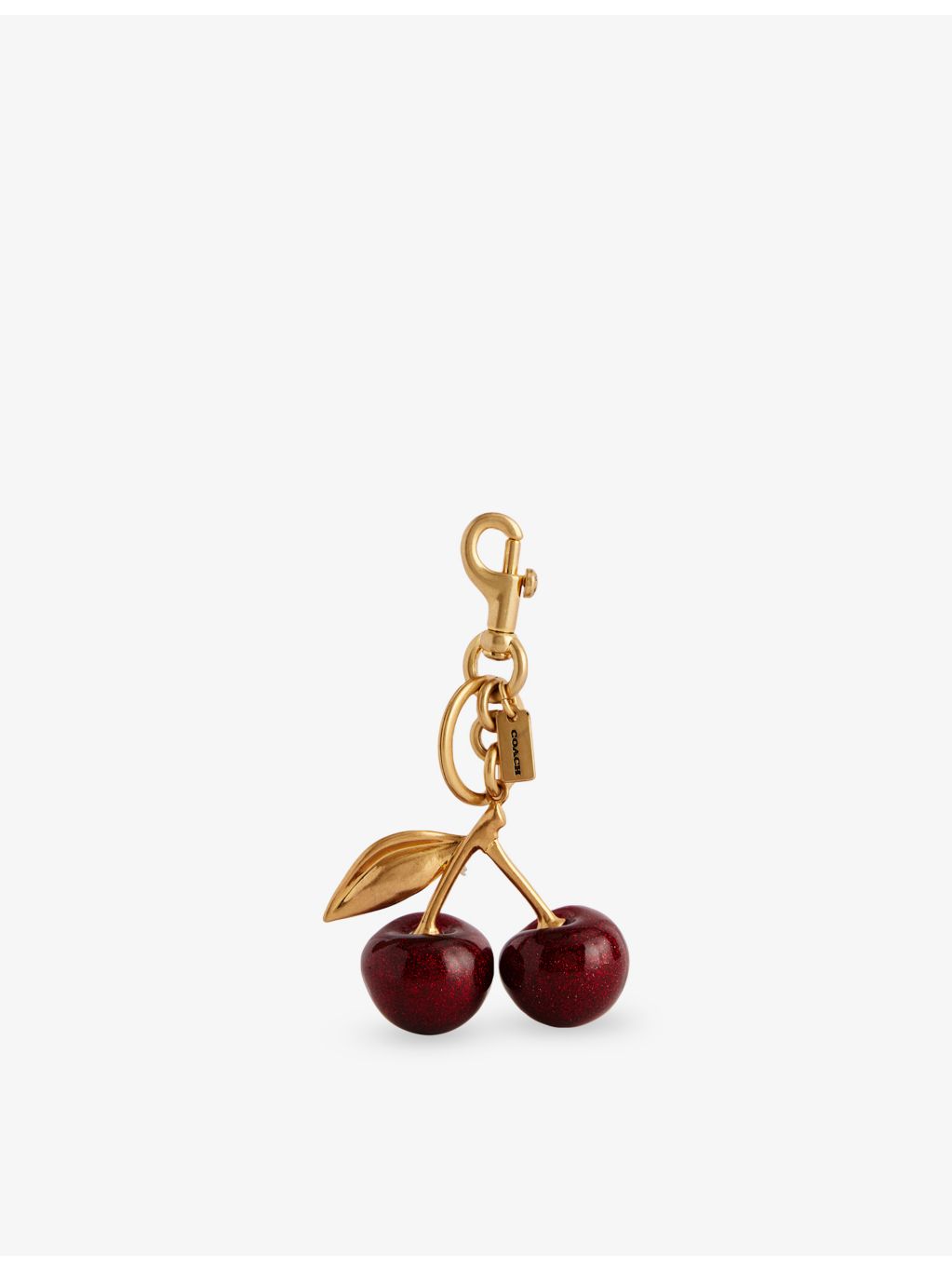 Coach cherry bag charm in brushed brass 7.6cm imported from the UK