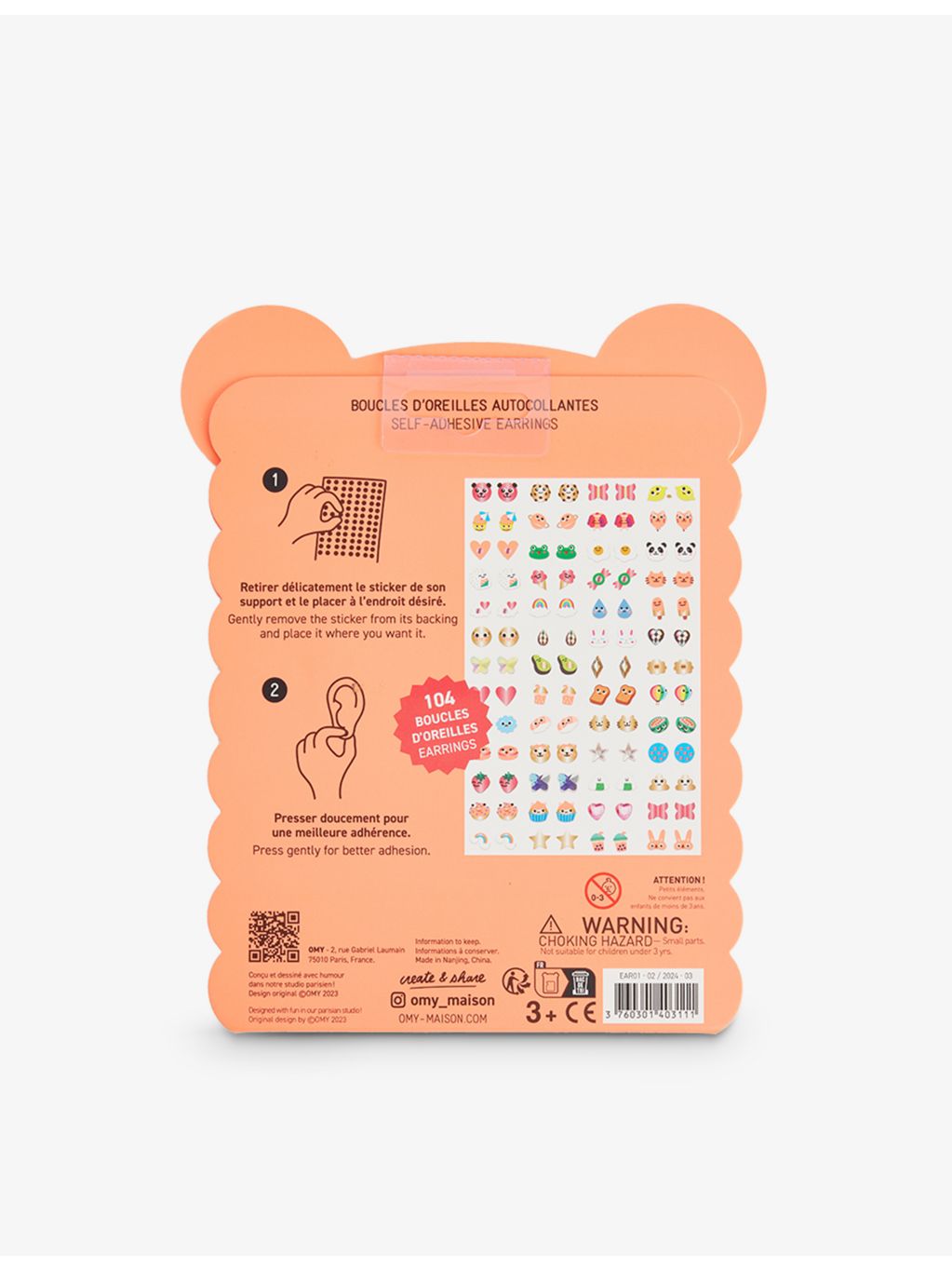 Omy kawaii sticker earrings set of 104, imported from the UK