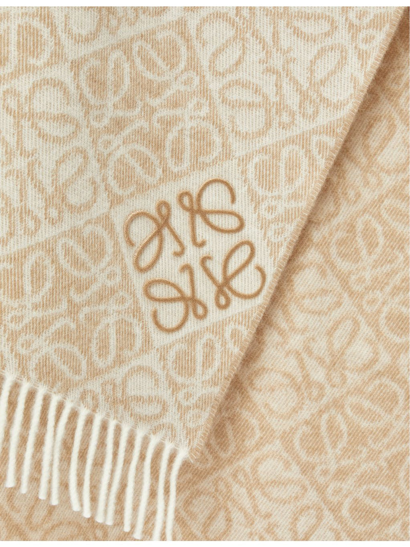 Loewe wool cashmere-blend scarf with Anagram pattern (British brand)