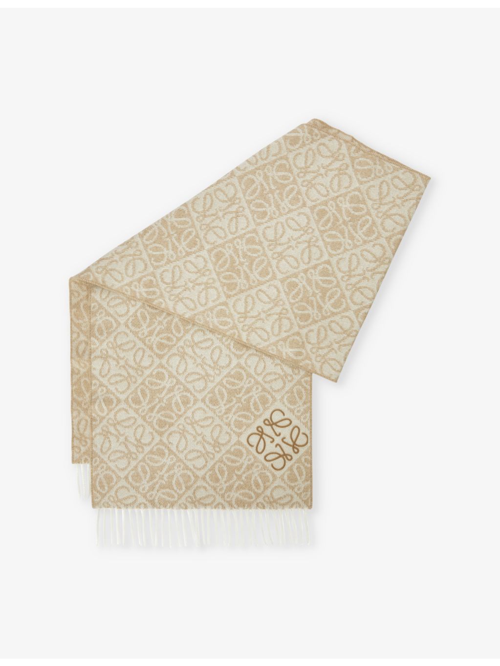 Loewe wool cashmere-blend scarf with Anagram pattern (British brand)