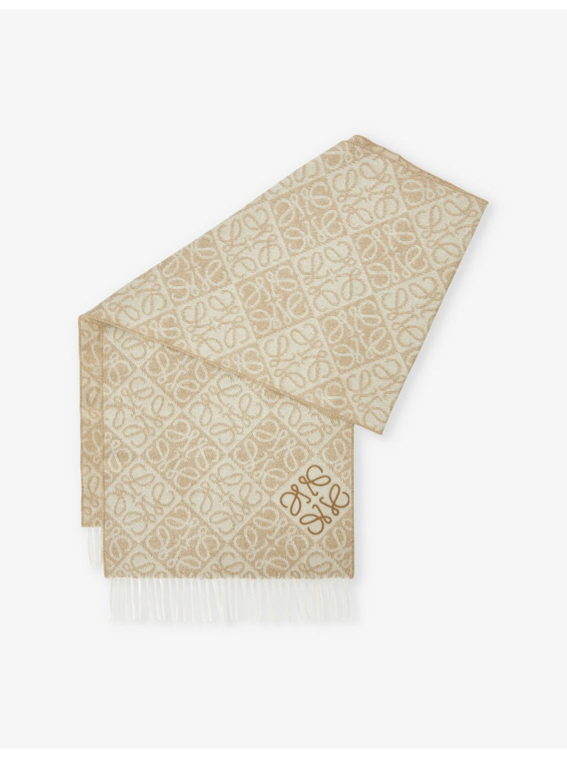 Loewe wool cashmere-blend scarf with Anagram pattern (British brand)