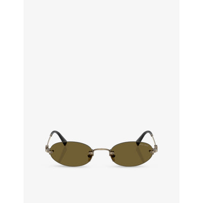 selfridges Miu Miu A54S Oval-Frame Metal Sunglasses- Buy online at McGrocer