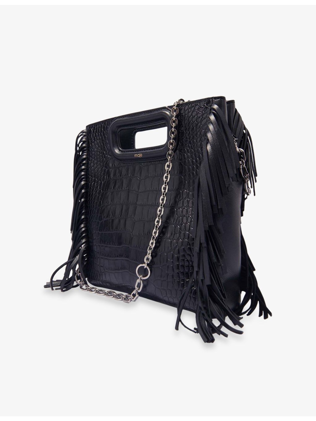 Maje fringed mock-croc leather cross-body bag, imported from the UK
