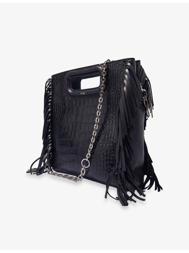Maje fringed mock-croc leather cross-body bag, imported from the UK