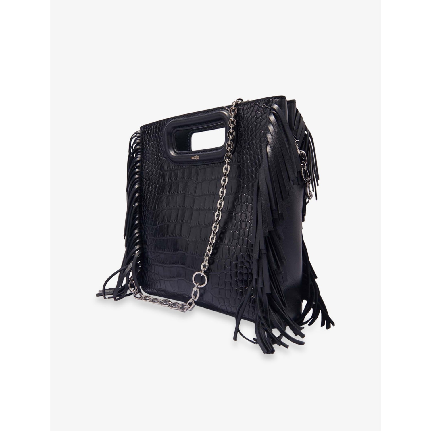Maje fringed mock-croc leather cross-body bag, imported from the UK