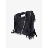 Maje fringed mock-croc leather cross-body bag, imported from the UK