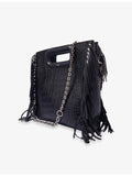 Maje fringed mock-croc leather cross-body bag, imported from the UK