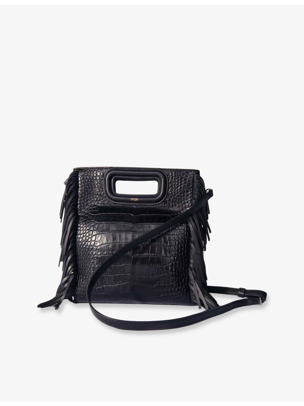 Maje fringed mock-croc leather cross-body bag, imported from the UK