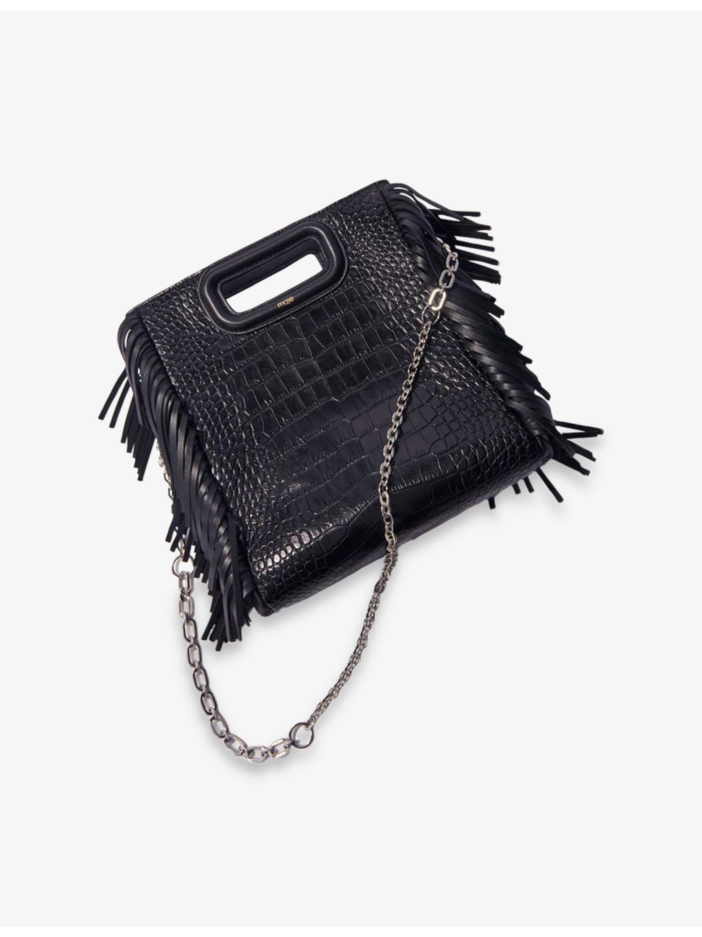 Maje fringed mock-croc leather cross-body bag, imported from the UK