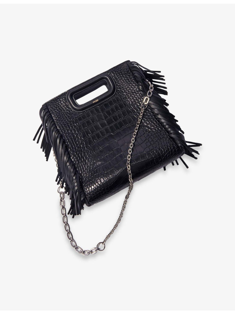Maje fringed mock-croc leather cross-body bag, imported from the UK