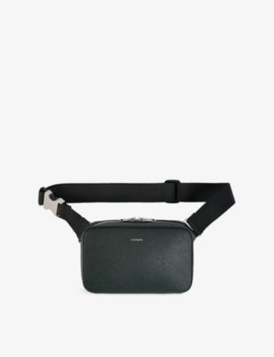 Sandro small leather bag with saffiano texture, logo embossed (British brand)