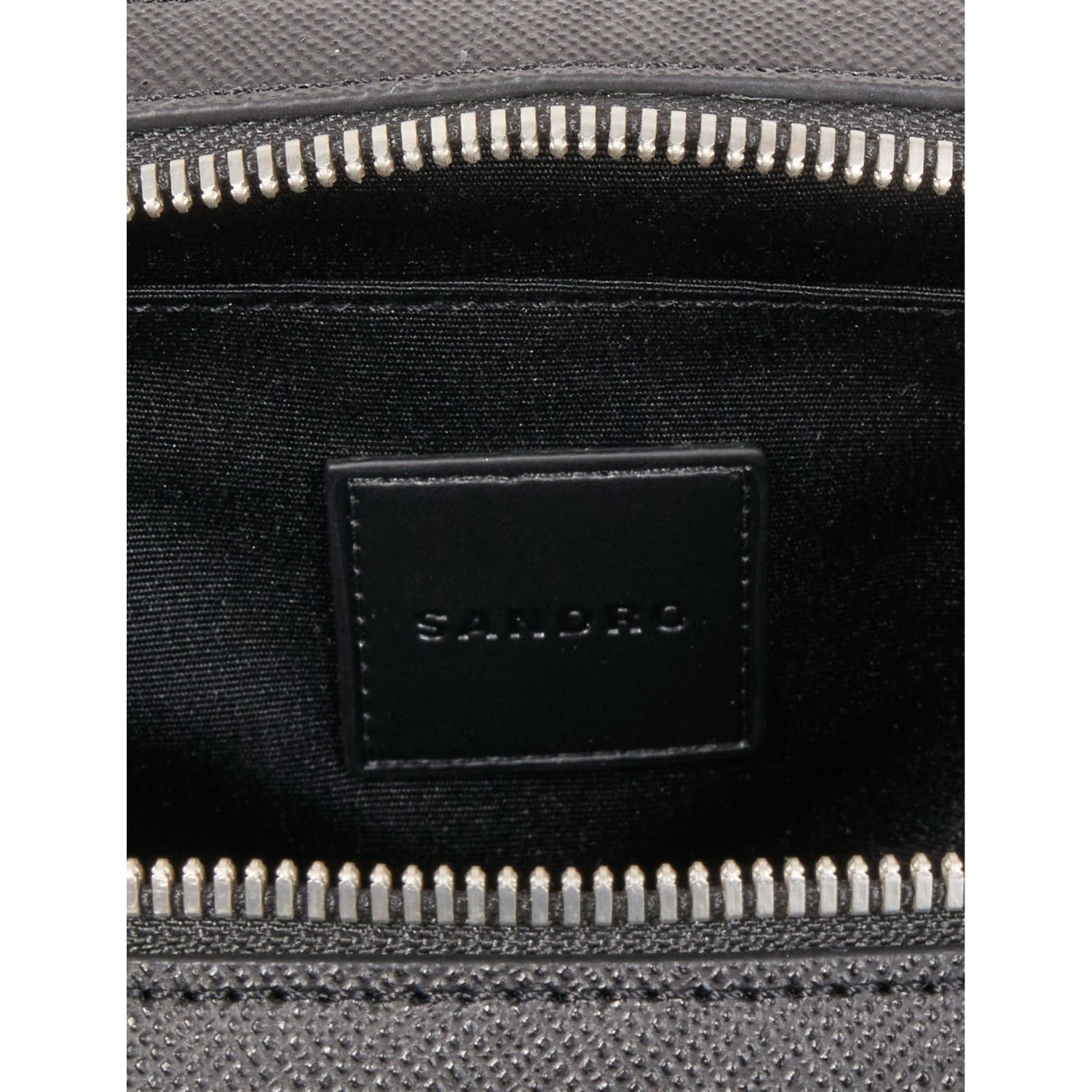 Sandro small leather bag with saffiano texture, logo embossed (British brand)