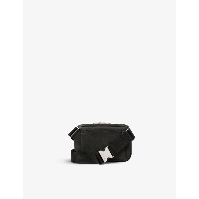 Sandro small leather bag with saffiano texture, logo embossed (British brand)