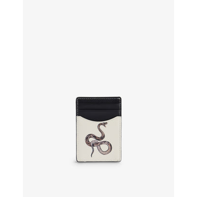 selfridges Duke + Dexter Snake Printed Leather Card Holder- Buy online at McGrocer