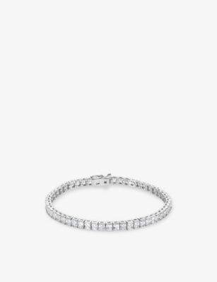 CARAT London Kayla Tennis White-Gold Plated Sterling-Silver and Cubic Zirconia Bracelet