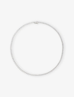 CARAT London Prudence White-Gold Plated Sterling-Silver Cubic Zirconia Necklace, 42cm