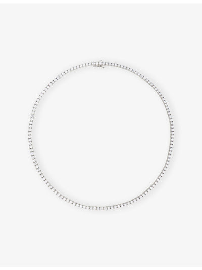 selfridges CARAT London Prudence White-Gold Plated Sterling-Silver Cubic Zirconia Necklace, 42cm- Buy online at McGrocer