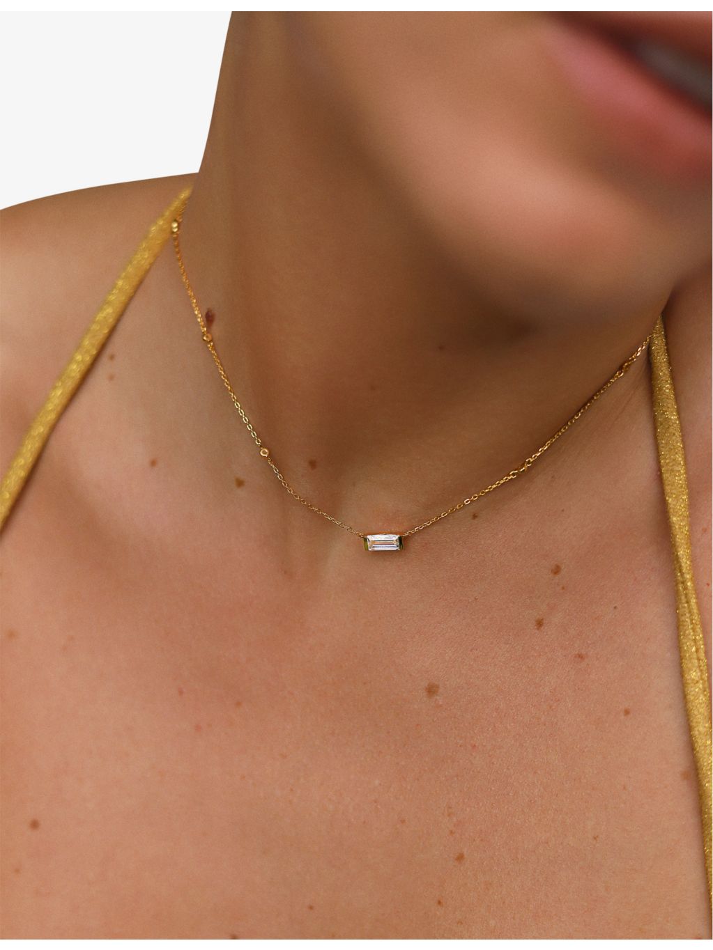 Carat London 18ct gold vermeil cubic zirconia necklace 40cm, UK version