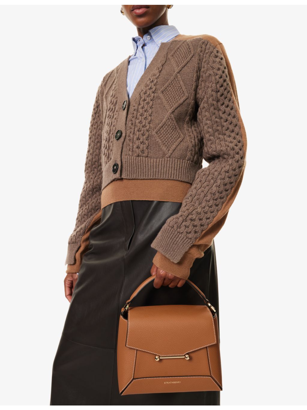 Strathberry Mosaic leather top-handle bag 23cm - British product