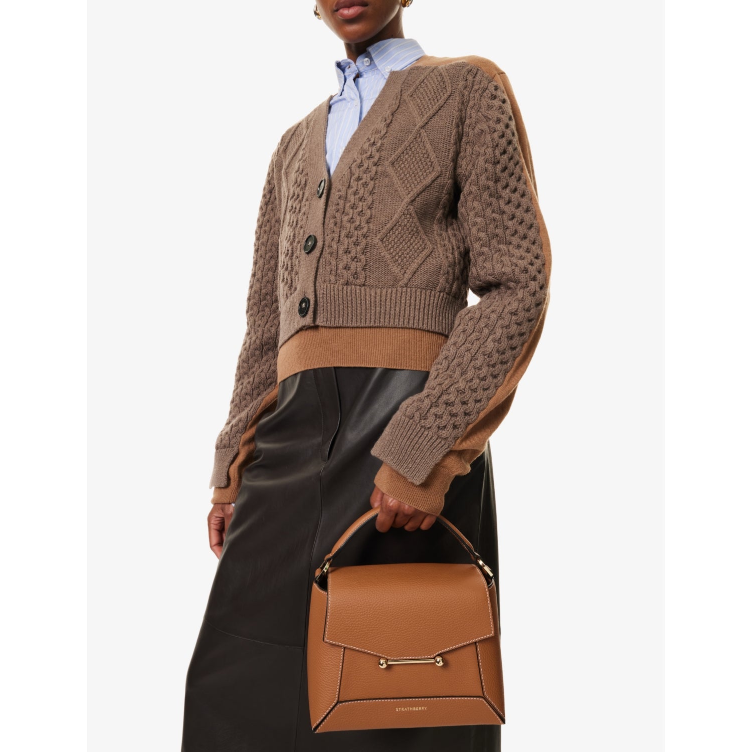 Strathberry Mosaic leather top-handle bag 23cm - British product