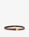 Sandro slim leather belt with polished buckle, imported from the UK