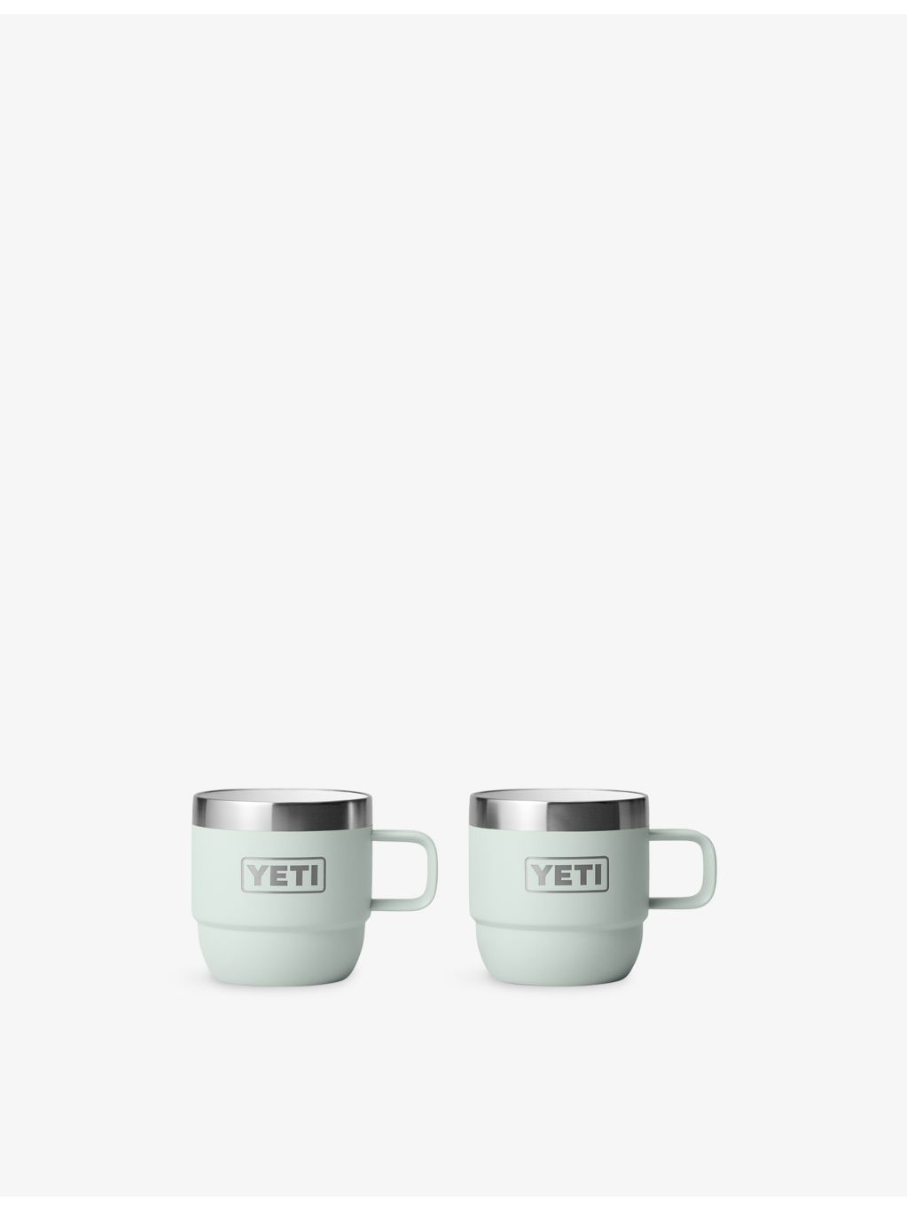 YETI Rambler 6oz stackable stainless steel mugs, imported from the UK