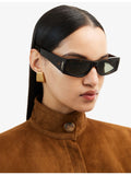 Saint Laurent tortoiseshell rectangle-frame acetate sunglasses, imported from the UK