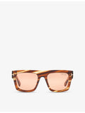 Tom Ford Fausto square-frame tortoise acetate sunglasses 53mm, imported from the UK