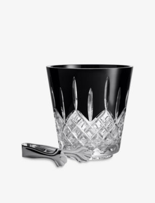 Waterford Lismore crystal glass ice bucket with tongs - British product