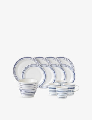 Royal Doulton Pacific Blue Lines porcelain 16-piece dinnerware set - British product