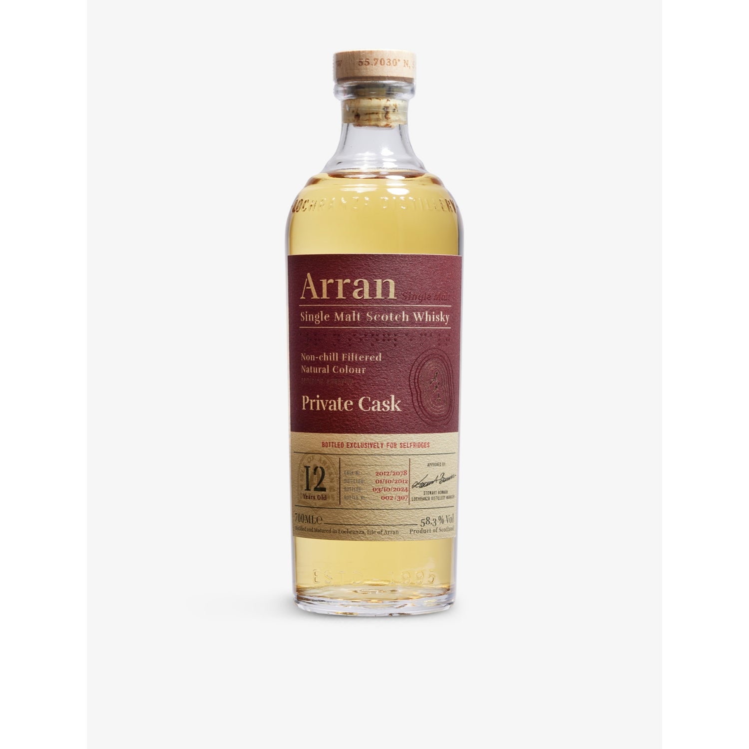 Arran single-malt whisky 12-year-old exclusive cask 700ml - British product