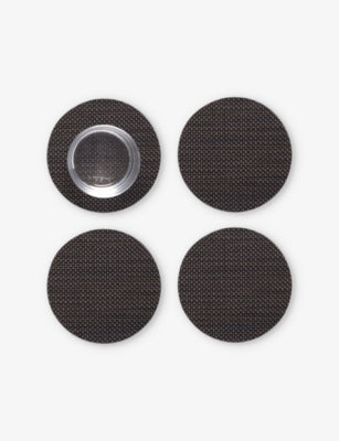 Basketweave Mist woven coasters set of four - ESPRESSO