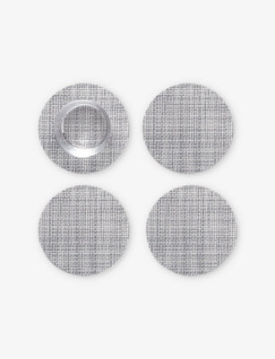 Basketweave Mist woven coasters set of four - MIST