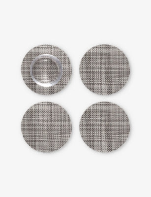 Chilewich Basketweave Mist Woven Coasters Set of Four 10cm