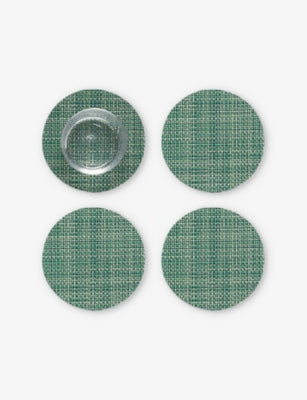 Chilewich Basketweave Mist Woven Coasters Set of Four 10cm