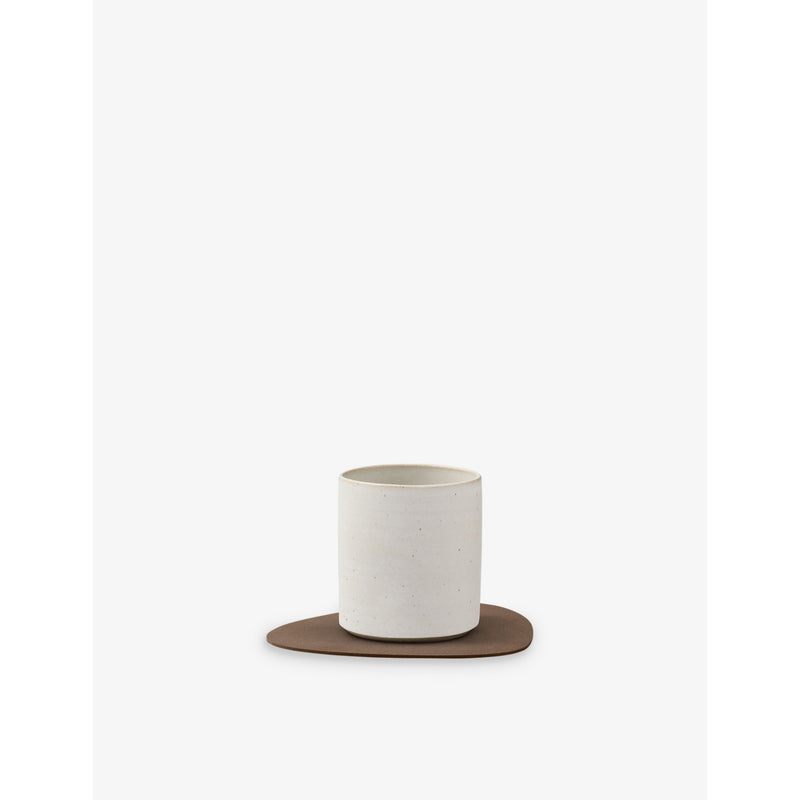 Nupo curved reversible leather coaster 13.5cm x 11cm, UK version