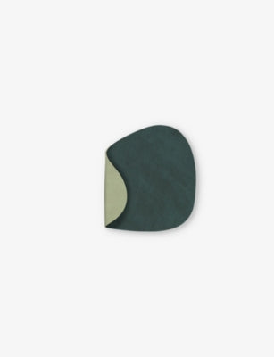 Nupo curved reversible leather coaster 13.5cm x 11cm, UK version