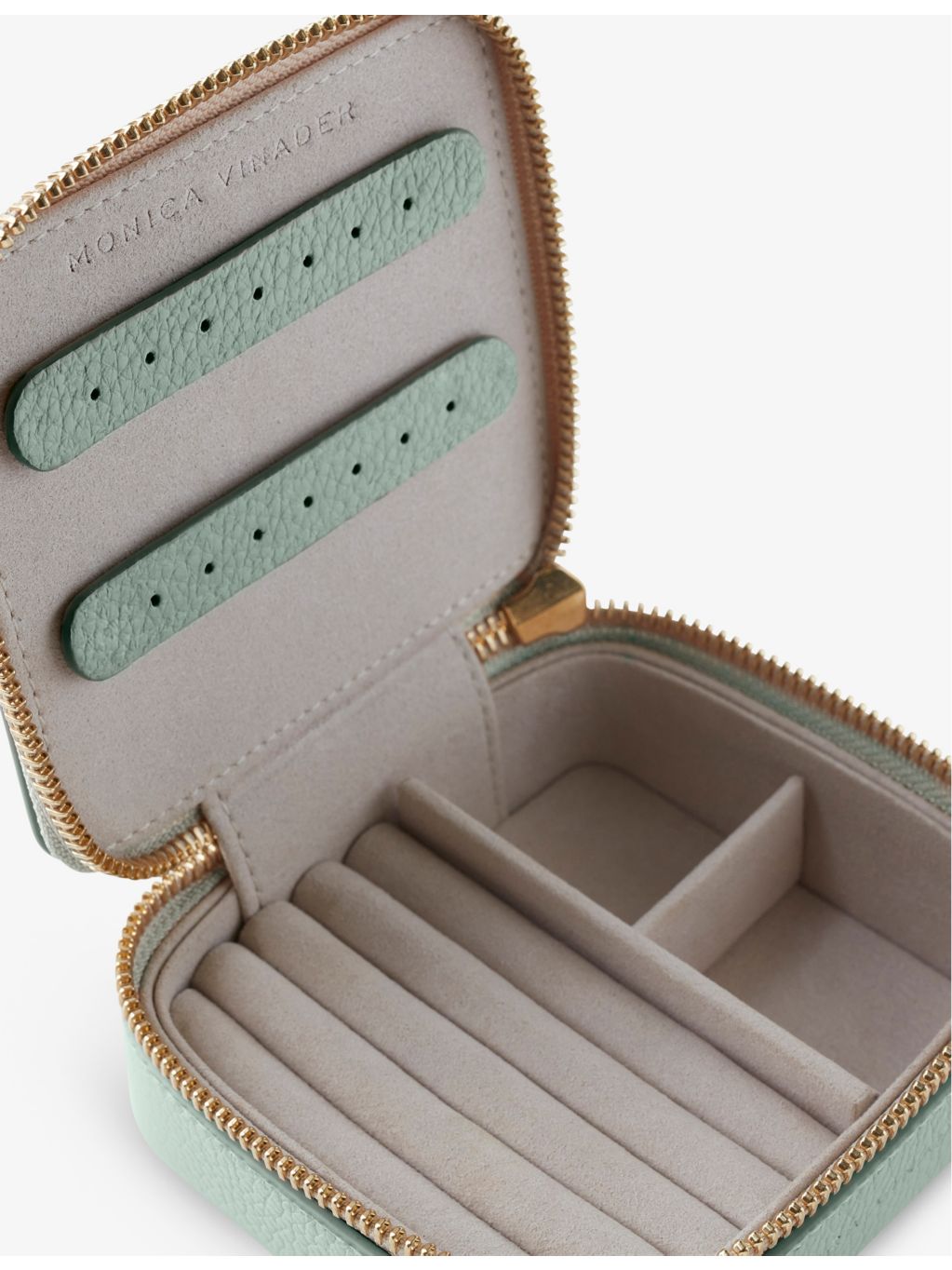 Monica Vinader logo-embossed leather jewellery box (British brand)