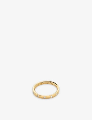 Monica Vinader Fiji Gem 18ct Yellow Gold-Plated Vermeil and 0.18ct Brilliant-Cut Lab-Grown Diamond Ring