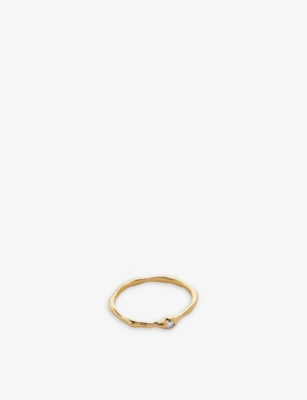 Monica Vinader Siren Mini 18ct Yellow Gold-Plated Vermeil Sterling Silver and 0.006ct Lab-Grown Diamond Ring
