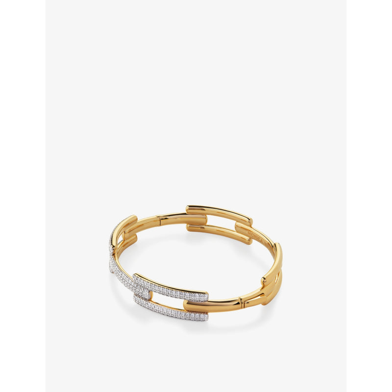 Monica Vinader yellow gold vermeil diamond bangle, UK version