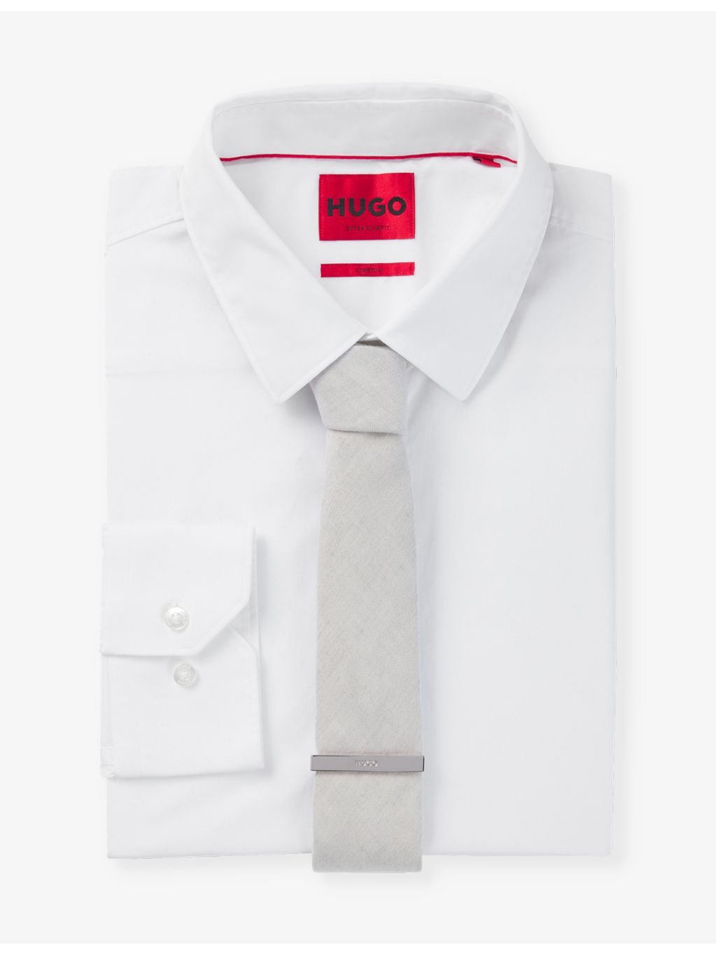 HUGO brass tie clip with debossed branding - British product