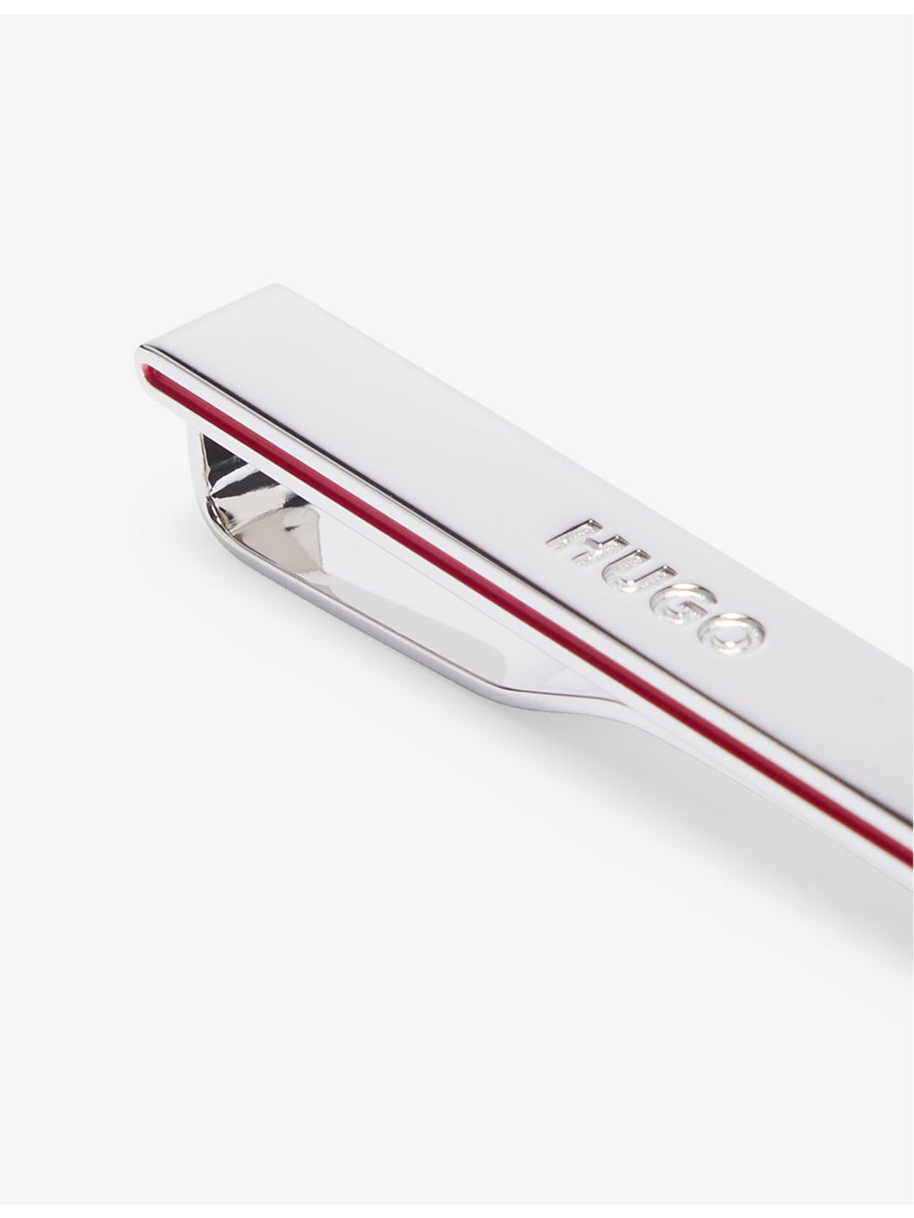 HUGO brass tie clip with debossed branding - British product