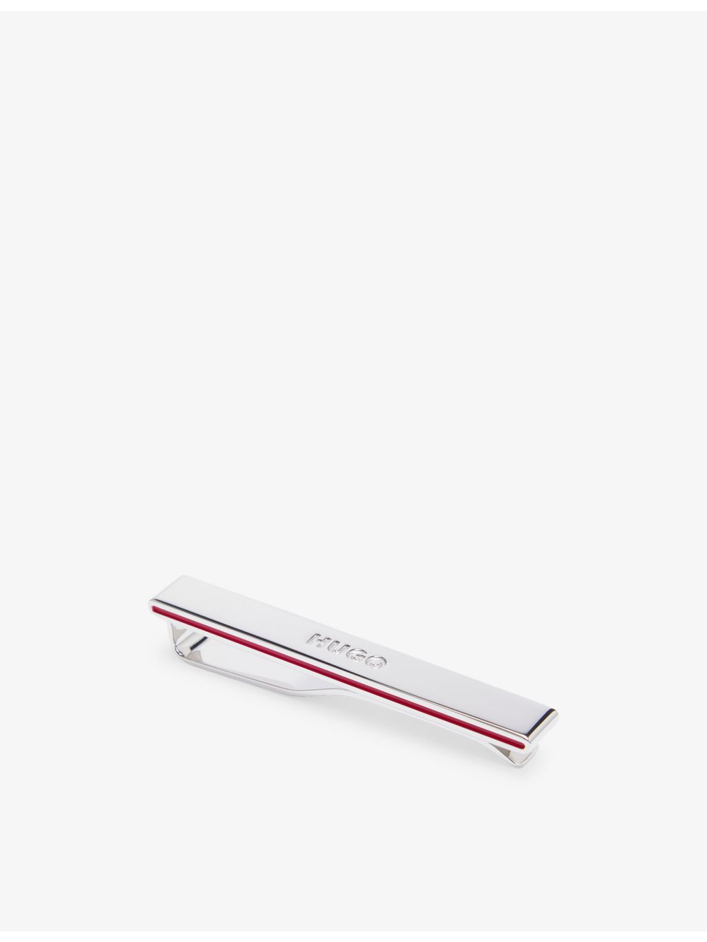HUGO brass tie clip with debossed branding - British product