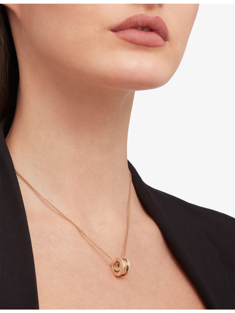 Bulgari B.zero1 18ct rose gold diamond pendant necklace (British brand)