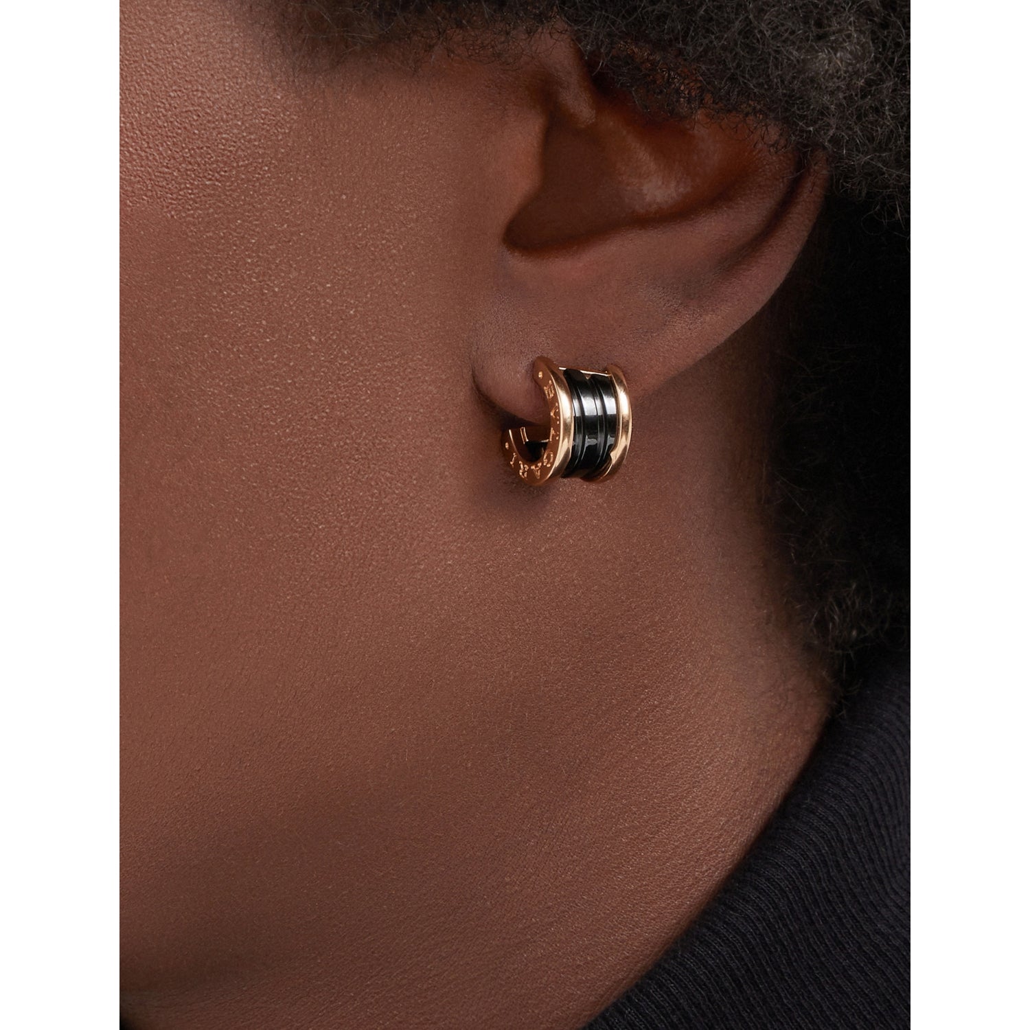 Bulgari B.zero1 18ct rose-gold and black-ceramic earrings, UK version